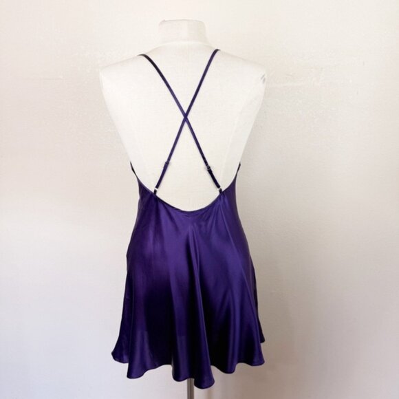 Victorias Secret 80s Purple Vintage Gold Label Silk Slip Mini Size Small - Picture 5 of 7